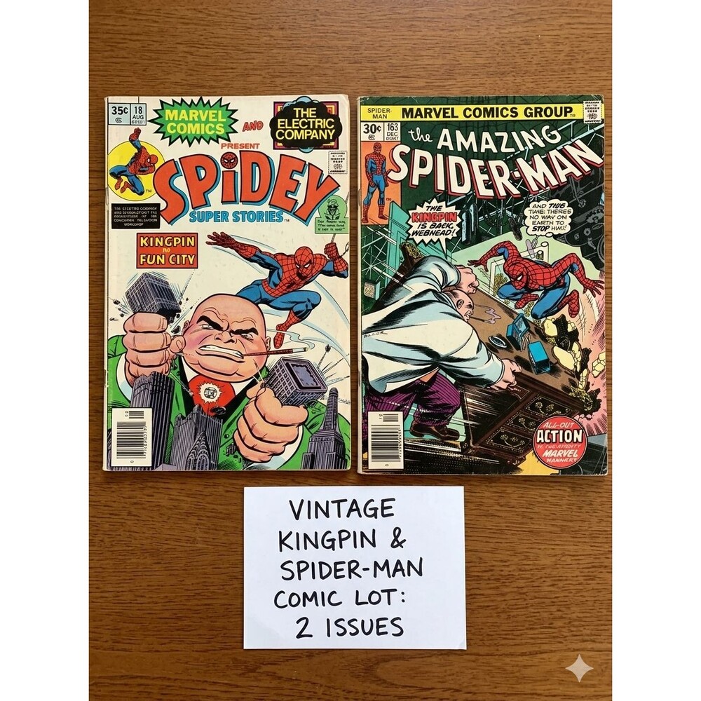 Spider-Man Kingpin Comic Lot - ASM #163 + Spidey Super Stories #18 - Bronze Age